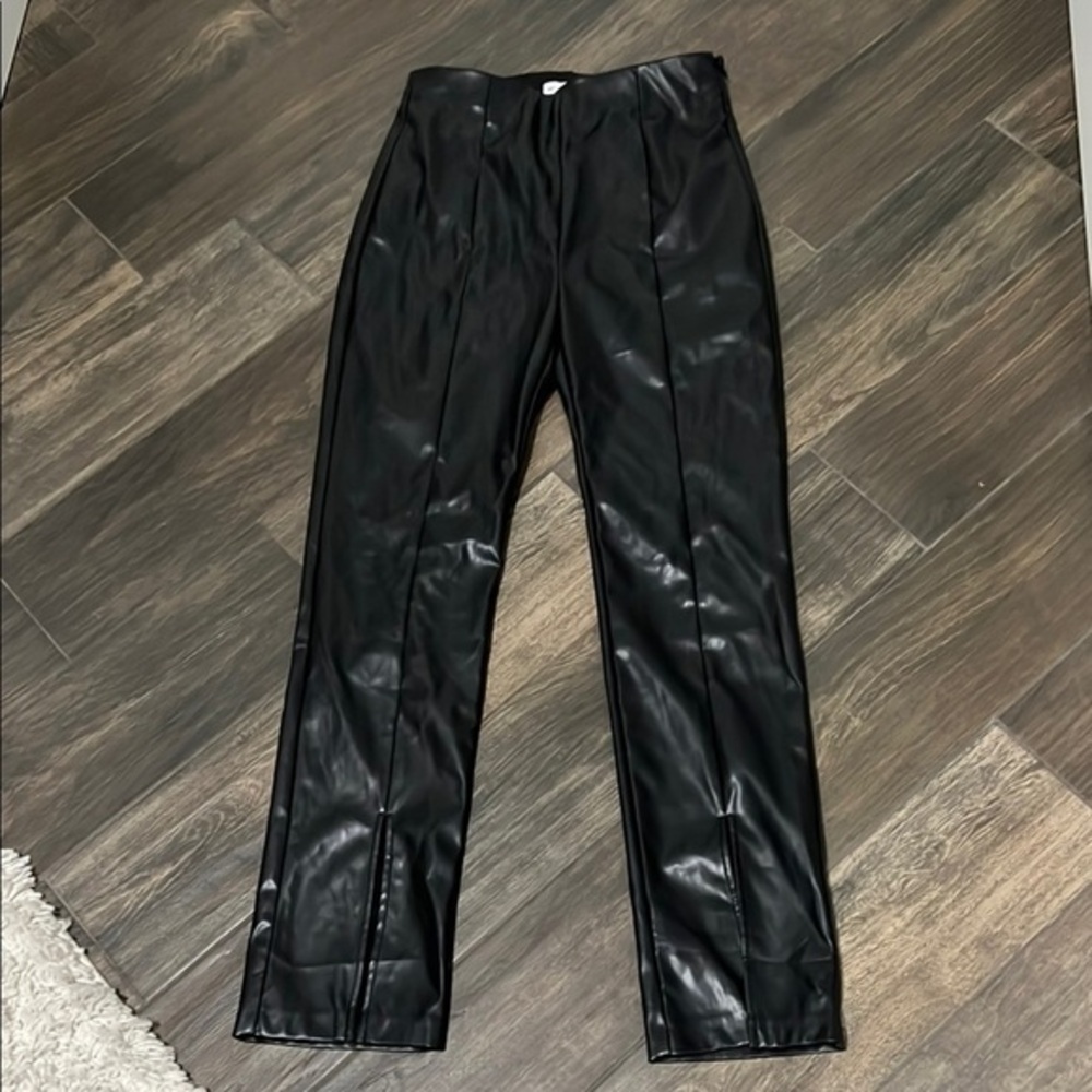 NWT Grey Lab Front Slit Faux Leather Pants Sz M